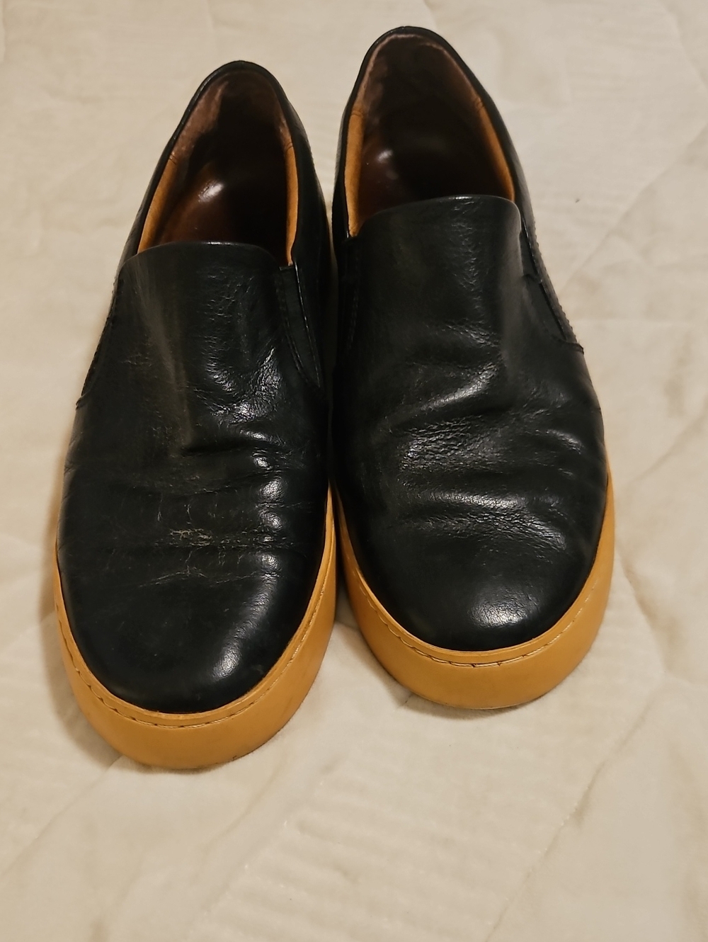 Frye Black Leather Slip-On Loafers